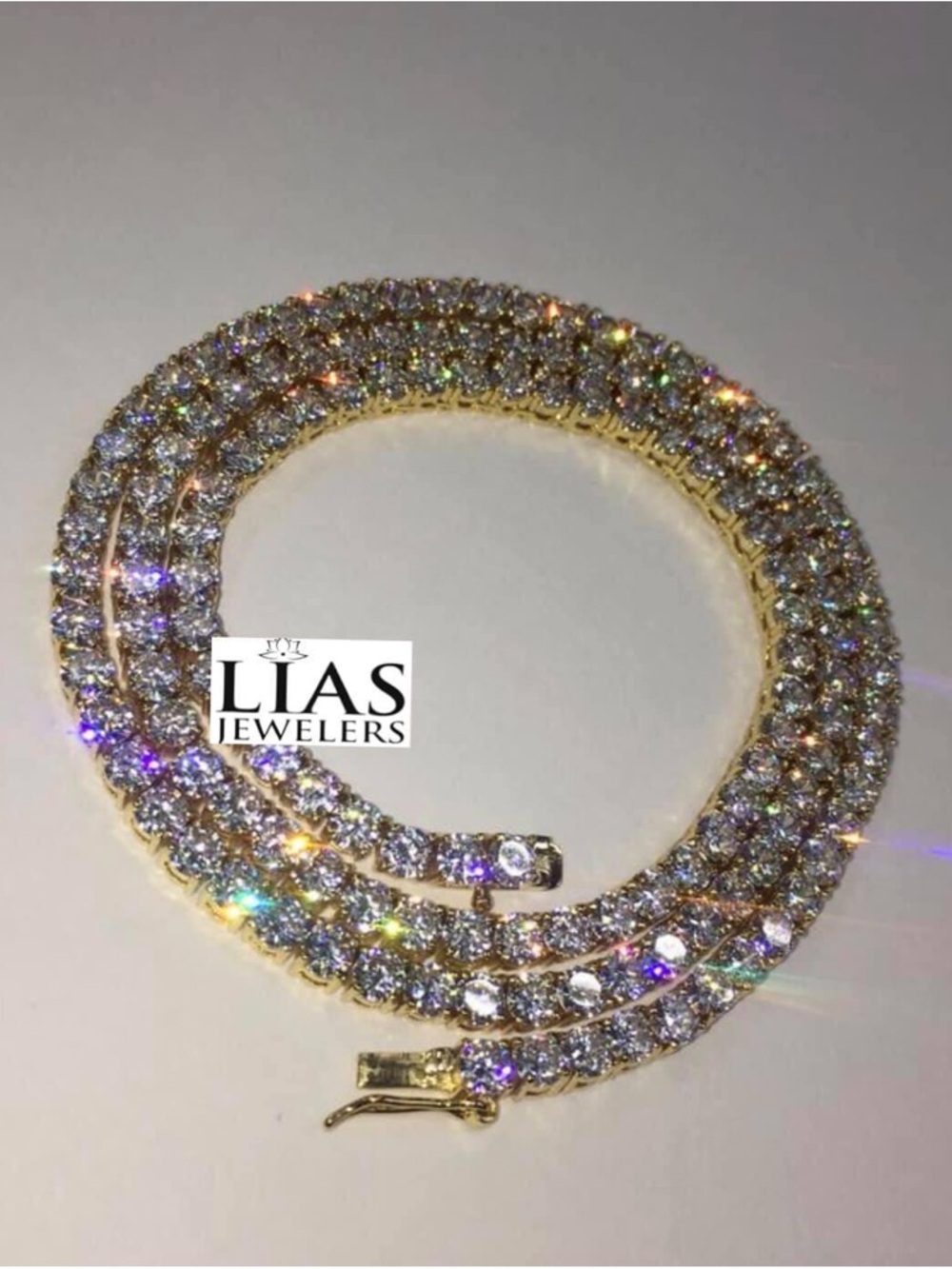 New 18k yellow gold filled tennis necklace
